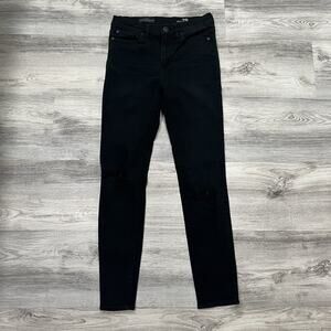 J.Crew Lookout High Rise Black Distressed Knee Skinny‎ Jeans Size 28